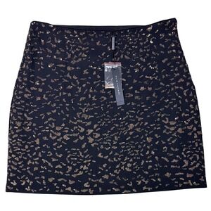 NEW Elie Tahari Cici Skirt Womens Mini Sequined Lined Sz 12 Black Gold Evening‎